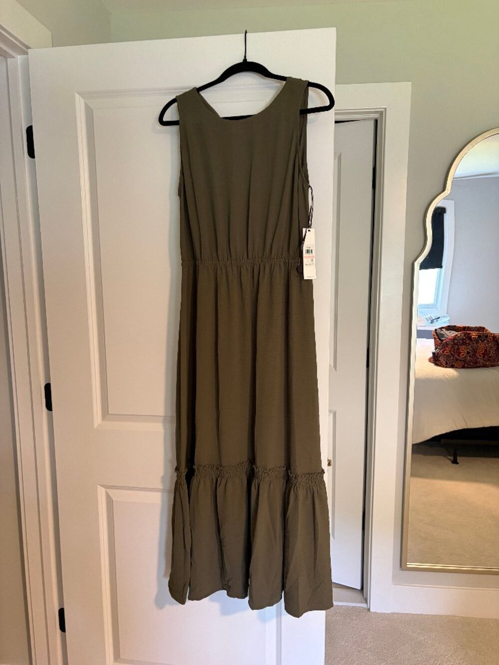 NWT Calvin Klein Olive Green Tiered Maxi Dress size 10